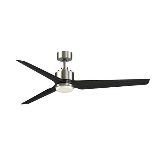 Fanimation TriAire Custom 64in 1-Light Smart Ceiling Fan | Modern Brushed Nickel and Black Composite Blades | Covered | Model FPD8515BN-64BLW-LK