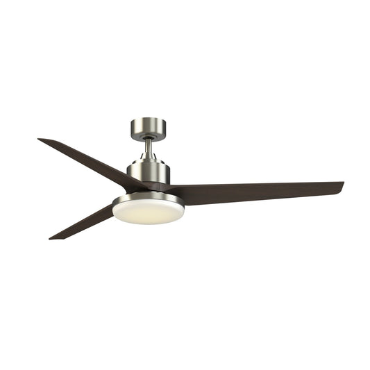 Fanimation TriAire Custom 64in 1-Light Smart Ceiling Fan | Modern Brushed Nickel and Dark Walnut Composite Blades | Model FPD8515BN-64DWAW-12LK