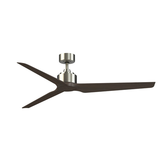 Fanimation TriAire Custom 64in Smart Ceiling Fan | Modern Brushed Nickel and Dark Walnut Composite Blades | Covered Patio | Model FPD8515BN-64DWAW