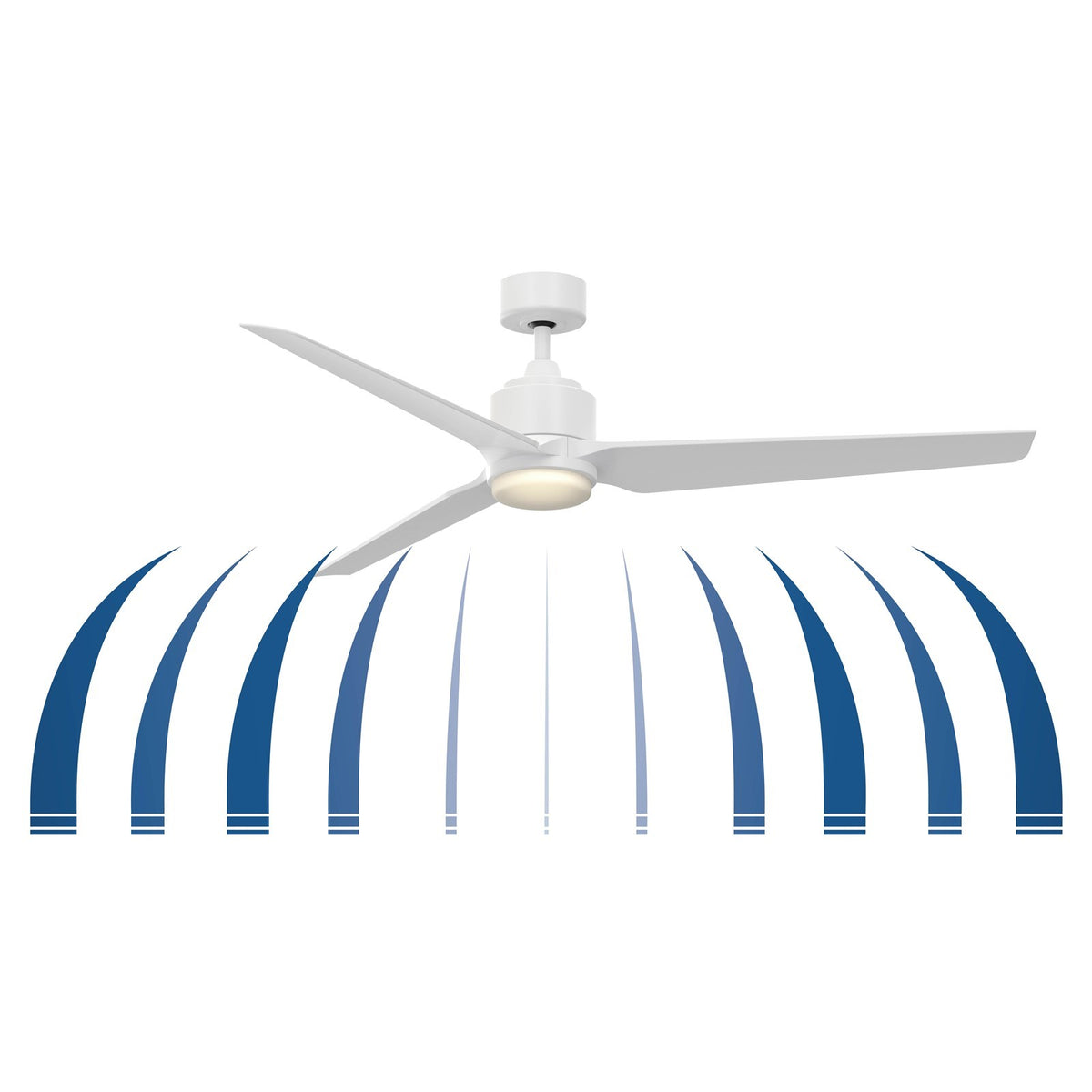 Fanimation TriAire Custom 64in 3-Blade DC Ceiling Fan with 12in LED Light Kit | Brushed Nickel and Matte White Composite | Model FPD8515BN-64MWW-12LK