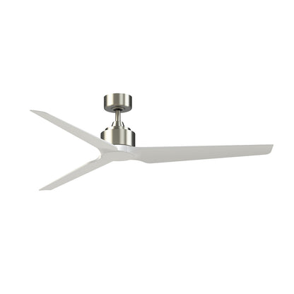 Fanimation TriAire Custom 64in 3-Blade DC Ceiling Fan | Brushed Nickel and Matte White Composite | Covered Patio & Living | Model FPD8515BN-64MWW