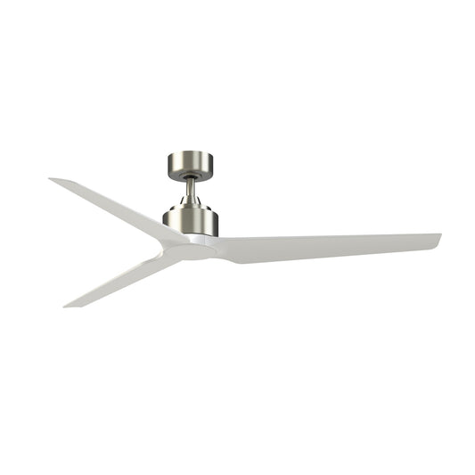 Fanimation TriAire Custom 64in 3-Blade Smart Ceiling Fan | Brushed Nickel and Matte White Composite | Covered Patio & Living | Model FPD8515BN-64MWW