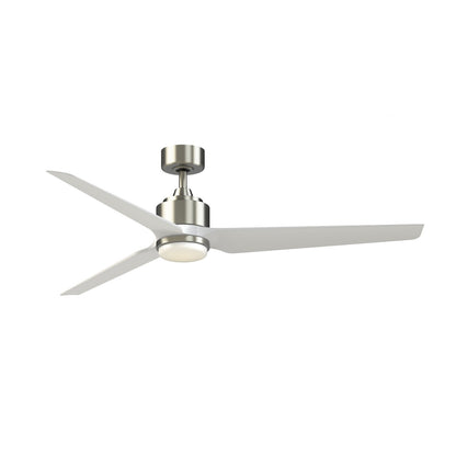 Fanimation TriAire Custom 64in 3-Blade DC Ceiling Fan with LED Light Kit | Brushed Nickel and Matte White Composite | Model FPD8515BN-64MWW-LK