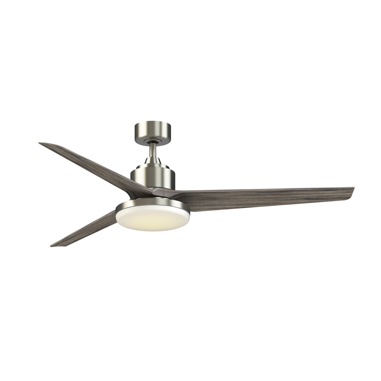 Fanimation TriAire Custom 64in 1-Light Ceiling Fan | Modern Brushed Nickel and Weathered Wood Composite | Covered Patio | Model FPD8515BN-64WEW-12LK