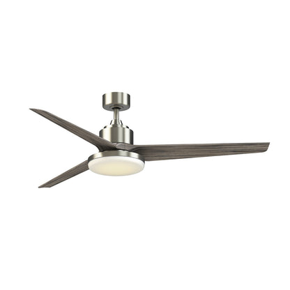 Fanimation TriAire Custom 64in 1-Light Ceiling Fan | Modern Brushed Nickel and Weathered Wood Composite | Covered Patio | Model FPD8515BN-64WEW-12LK