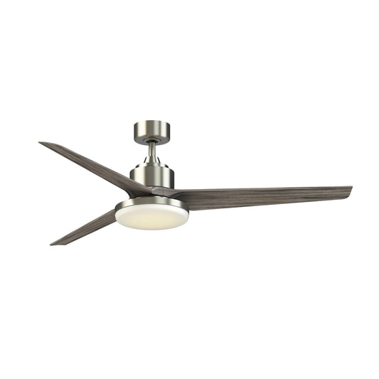 Fanimation TriAire Custom 64in 1-Light Ceiling Fan | Modern Brushed Nickel and Weathered Wood Composite | Covered Patio | Model FPD8515BN-64WEW-12LK