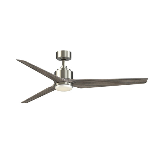 Fanimation TriAire Custom 64in 1-Light Ceiling Fan | Modern Brushed Nickel and Weathered Wood Composite | Covered Patio | Model FPD8515BN-64WEW-LK