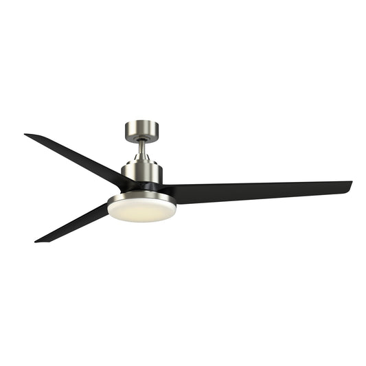 Fanimation TriAire Custom 72in 1-Light Ceiling Fan | Modern Brushed Nickel and Black Composite | Covered Patio & Large | Model FPD8515BN-72BLW-12LK