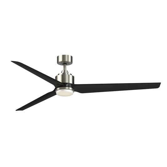 Fanimation TriAire Custom 72in 1-Light Ceiling Fan | Modern Brushed Nickel and Black Composite Blades | Covered Patio | Model FPD8515BN-72BLW-LK