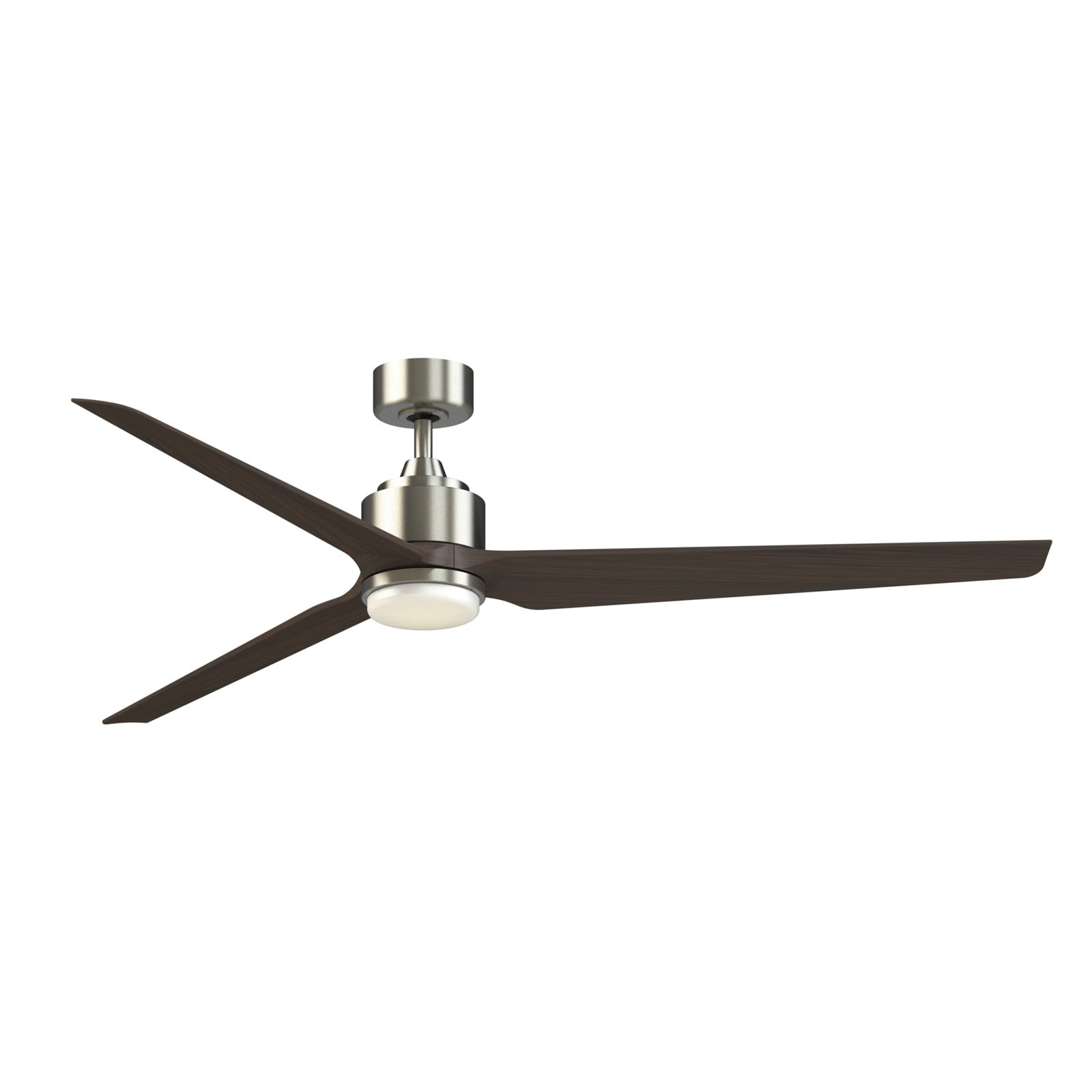 Fanimation TriAire Custom 72in 3-Blade Smart Ceiling Fan with LED Light Kit | Brushed Nickel and Dark Walnut Composite | Model FPD8515BN-72DWAW-LK