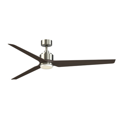 Fanimation TriAire Custom 72in 3-Blade Smart Ceiling Fan with LED Light Kit | Brushed Nickel and Dark Walnut Composite | Model FPD8515BN-72DWAW-LK