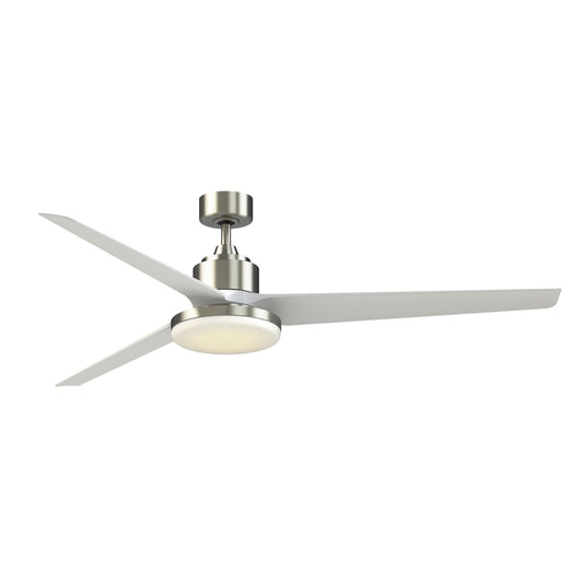 Fanimation TriAire Custom 72in 3-Blade DC Ceiling Fan with 12in LED Light Kit | Brushed Nickel and Matte White Composite | Model FPD8515BN-72MWW-12LK