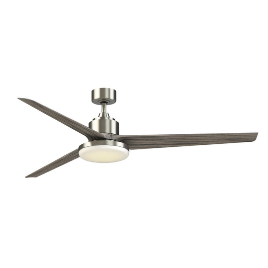 Fanimation TriAire Custom 72in 1-Light Ceiling Fan | Brushed Nickel and Weathered Wood Composite Blades | Covered Patio | Model FPD8515BN-72WEW-12LK