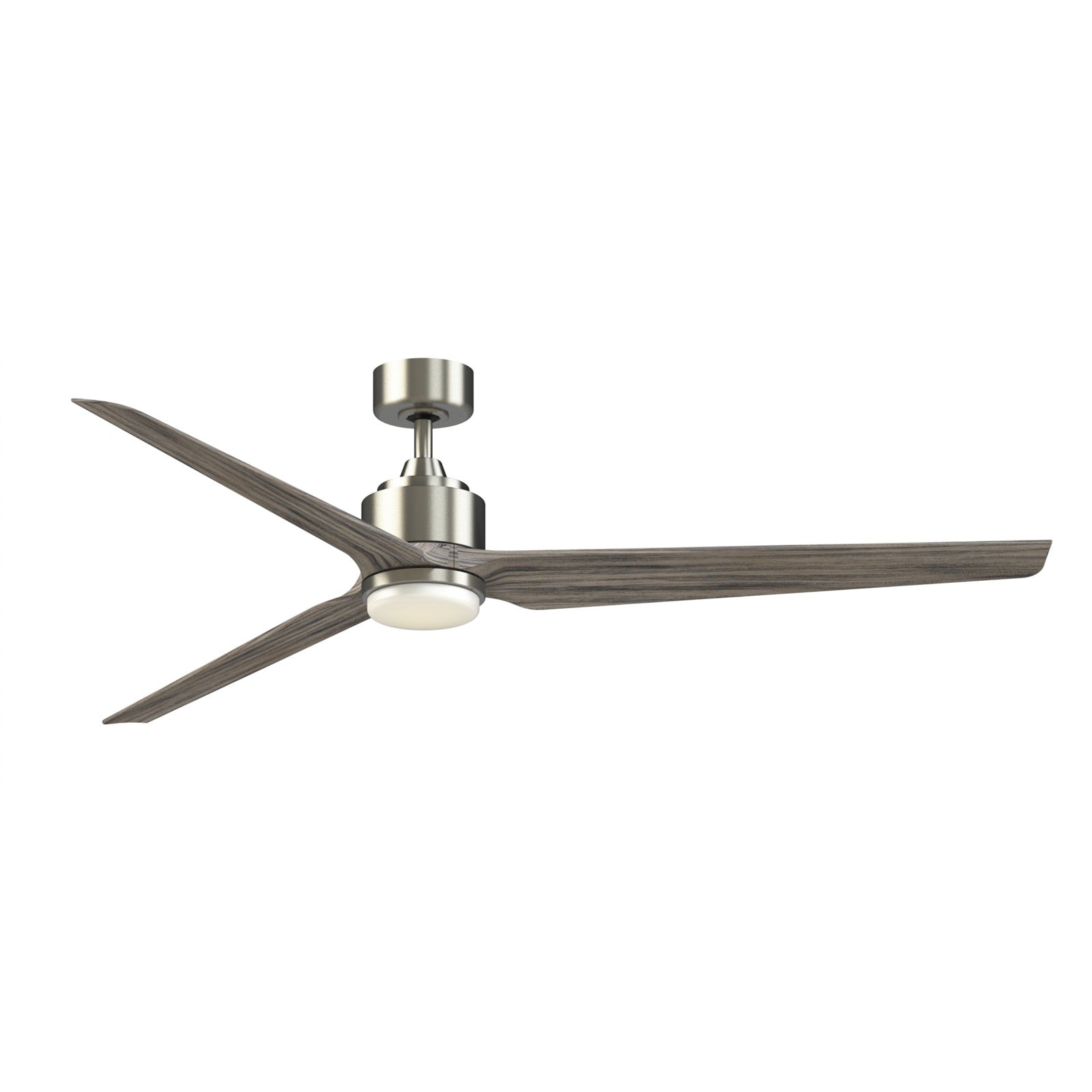 Fanimation TriAire Custom 72in 1-Light Smart Ceiling Fan | Modern Brushed Nickel and Weathered Wood | Covered Patio | Model FPD8515BN-72WEW-LK