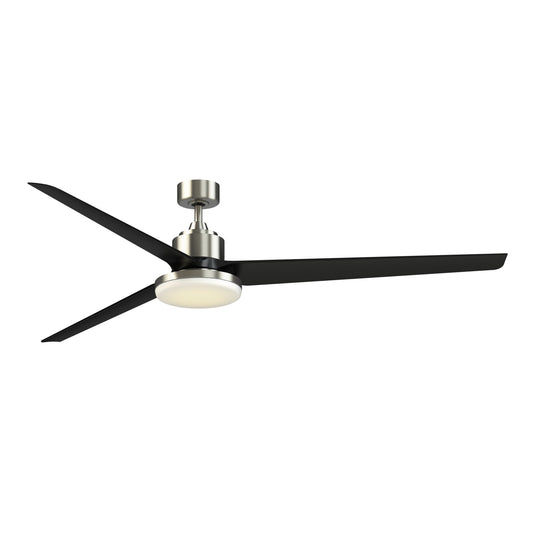 Fanimation TriAire Custom 84in 1-Light Smart Ceiling Fan | Modern Brushed Nickel and Black Blades | Covered Patio | Model FPD8515BN-84BLW-12LK