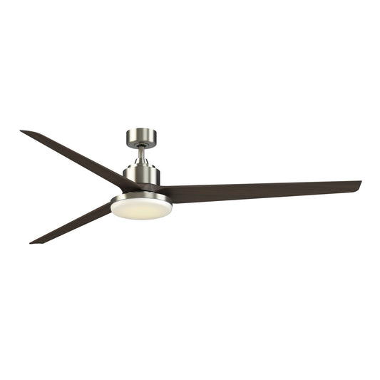 Fanimation TriAire Custom 84in 3-Blade Smart Ceiling Fan with 12in LED Light Kit | Brushed Nickel and Dark Walnut | Model FPD8515BN-84DWAW-12LK