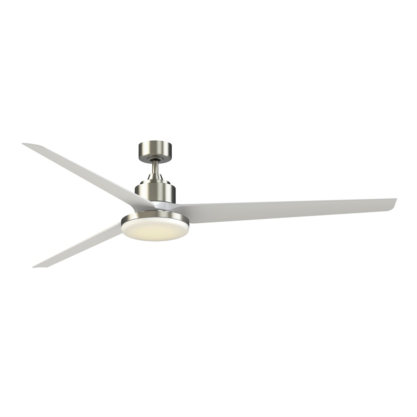 Fanimation TriAire Custom 84in 1-Light Smart Ceiling Fan | Brushed Nickel and Matte White Composite Blades | Covered | Model FPD8515BN-84MWW-12LK