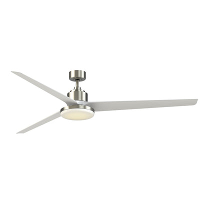 Fanimation TriAire Custom 84in 1-Light Smart Ceiling Fan | Brushed Nickel and Matte White Composite Blades | Covered | Model FPD8515BN-84MWW-12LK