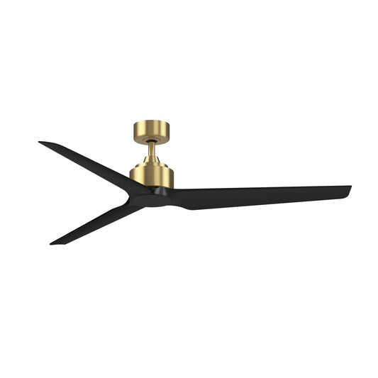 Fanimation TriAire Custom 64in 3-Blade Smart Ceiling Fan | Brushed Satin Brass and Black Composite | Covered Patio & Bedroom | Model FPD8515BS-64BLW