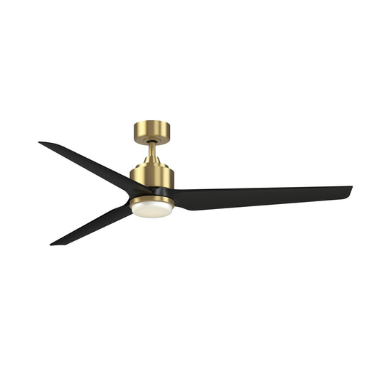 Fanimation TriAire Custom 64in 1-Light Smart Ceiling Fan | Brushed Satin Brass and Black Composite | Covered Patio & Great | Model FPD8515BS-64BLW-LK