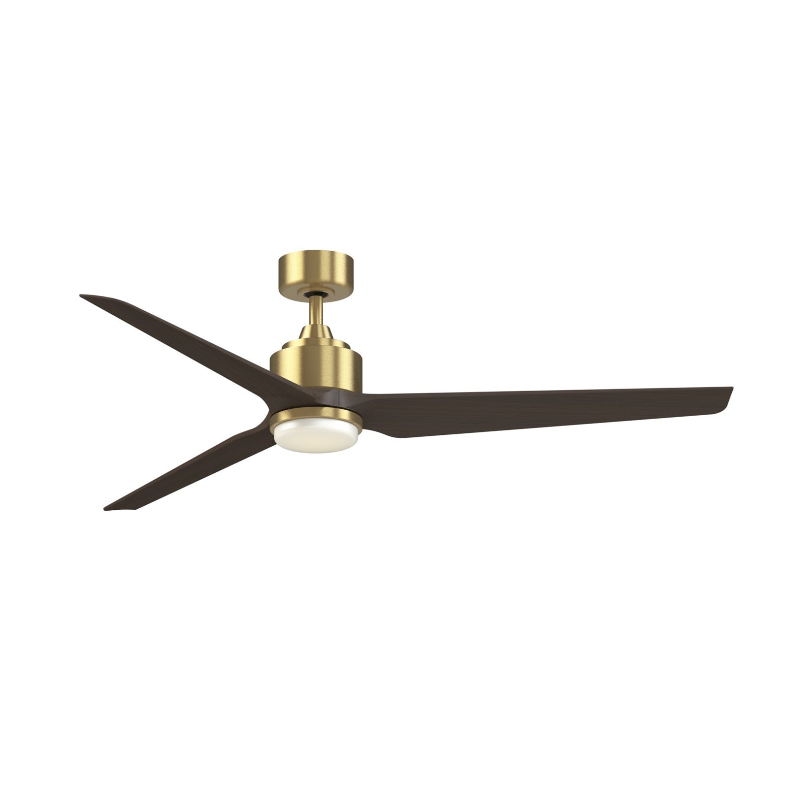 Fanimation TriAire Custom 64in Smart Ceiling Fan with LED Light Kit | Brushed Satin Brass and Dark Walnut Composite | Model FPD8515BS-64DWAW-LK
