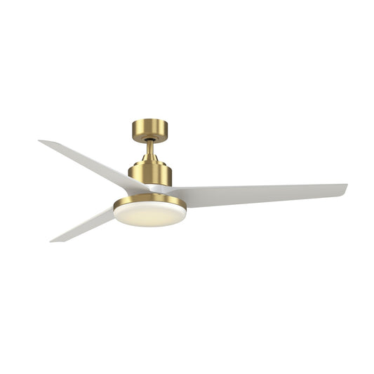 Fanimation TriAire Custom 64in 1-Light Smart Ceiling Fan | Modern Brushed Satin Brass and Matte White Composite | Model FPD8515BS-64MWW-12LK