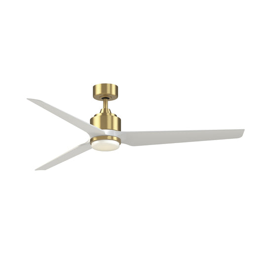 Fanimation TriAire Custom 64in 1-Light Smart Ceiling Fan | Modern Brushed Satin Brass and Matte White Composite | Covered | Model FPD8515BS-64MWW-LK