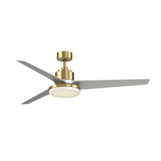 Fanimation TriAire Custom 64in 1-Light Smart Ceiling Fan | Modern Brushed Satin Brass and Silver Composite | Covered | Model FPD8515BS-64SLW-12LK