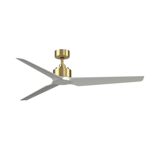 Fanimation TriAire Custom 64in Smart Ceiling Fan | Modern Brushed Satin Brass and Silver Composite | Covered Patio & Living | Model FPD8515BS-64SLW