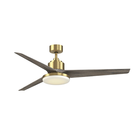 Fanimation TriAire Custom 64in Smart Ceiling Fan with 12in LED Light Kit | Brushed Satin Brass and Weathered Wood | Model FPD8515BS-64WEW-12LK