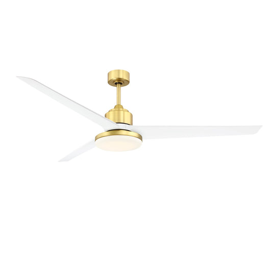 Fanimation TriAire Custom 72in 1-Light Smart Ceiling Fan | Brushed Satin Brass and Matte White Composite | Covered Patio | Model FPD8515BS-72MWW-12LK