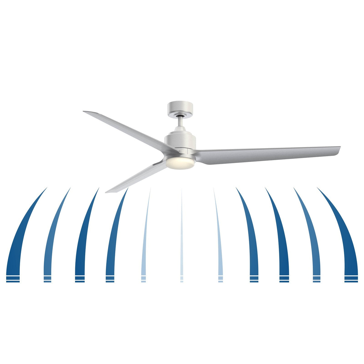 Fanimation TriAire Custom 72in 3-Light Ceiling Fan | Brushed Satin Brass and Silver Composite Blades | Covered Patio & Porch | Model FPD8515BS-72SLW