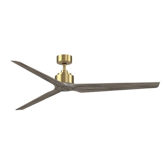Fanimation TriAire Custom 72in Ceiling Fan | Brushed Satin Brass and Weathered Wood Composite Blades | Covered Patio & Living | Model FPD8515BS-72WEW