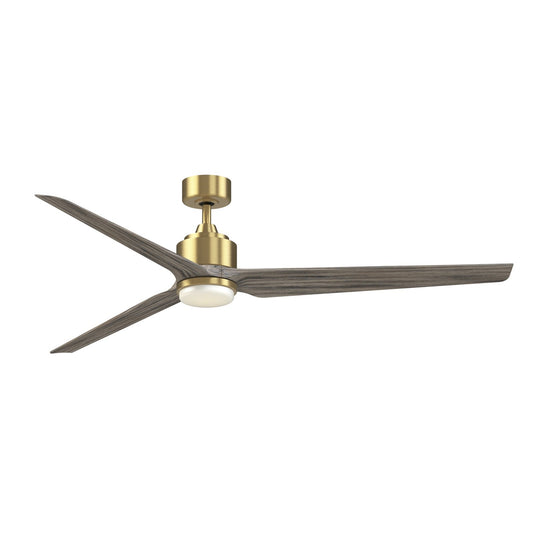 Fanimation TriAire Custom 72in Smart Ceiling Fan with LED Light Kit | Brushed Satin Brass and Dark Walnut Composite Blades | Model FPD8515BS-72WEW-LK