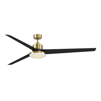 Fanimation TriAire Custom 84in Smart Ceiling Fan with 12in LED Light Kit | Brushed Satin Brass and Black Composite | Model FPD8515BS-84BLW-12LK
