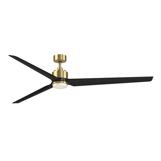 Fanimation TriAire Custom 84in Smart Ceiling Fan with LED Light Kit | Brushed Satin Brass and Black Composite Blades | Model FPD8515BS-84BLW-LK
