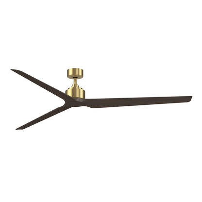 Fanimation TriAire Custom 84in 3-Blade Smart Ceiling Fan | Brushed Satin Brass and Dark Walnut Composite | Covered Patio | Model FPD8515BS-84DWAW