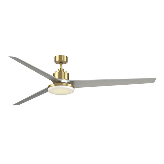 Fanimation TriAire Custom 84in 1-Light Ceiling Fan | Modern Brushed Satin Brass and Silver Composite Blades | Covered | Model FPD8515BS-84SLW-12LK