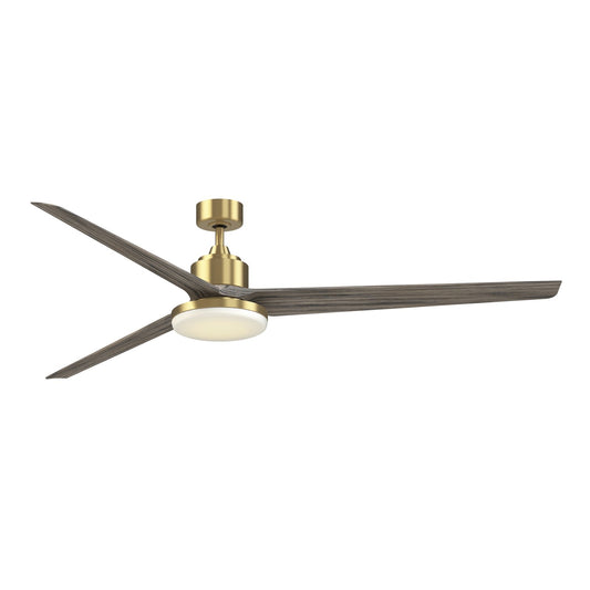 Fanimation TriAire Custom 84in 1-Light Ceiling Fan | Brushed Satin Brass and Weathered Wood Composite Blades | Covered | Model FPD8515BS-84WEW-12LK