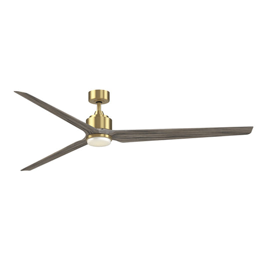 Fanimation TriAire Custom 84in 1-Light Ceiling Fan | Brushed Satin Brass and Weathered Wood Composite Blades | Covered | Model FPD8515BS-84WEW-LK