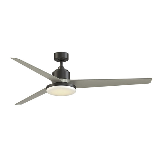 Fanimation TriAire Custom 72in 1-Light Ceiling Fan | Dark Bronze and Brushed Nickel Blades | Covered Patio & Living | Model FPD8515DZW-72BNW-12LK