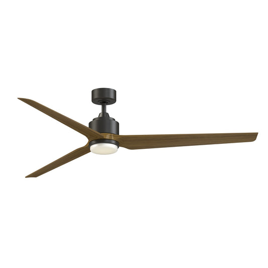 Fanimation TriAire Custom 72in 3-Blade Smart Ceiling Fan with LED Light Kit | Dark Bronze and Koa Composite Blades | Model FPD8515DZW-72KW-LK
