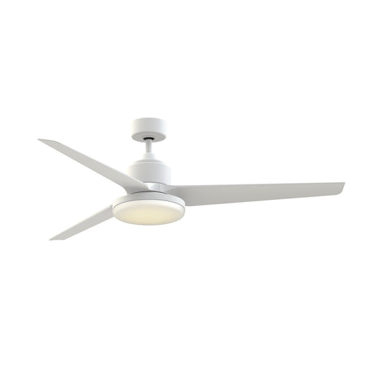 Fanimation TriAire Custom 64in 1-Light Smart Ceiling Fan | Modern Matte White and Matte White Composite Blades | Indoor | Model FPD8515MWW-64MWW-12LK