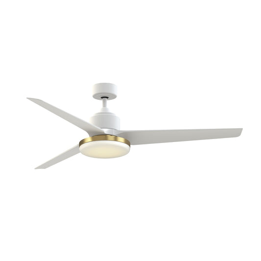 Fanimation TriAire Custom 64in 1-Light Smart Ceiling Fan | Modern Matte White and Brushed Satin Brass with Matte | Model FPD8515MWW-64MWW-BS12LK