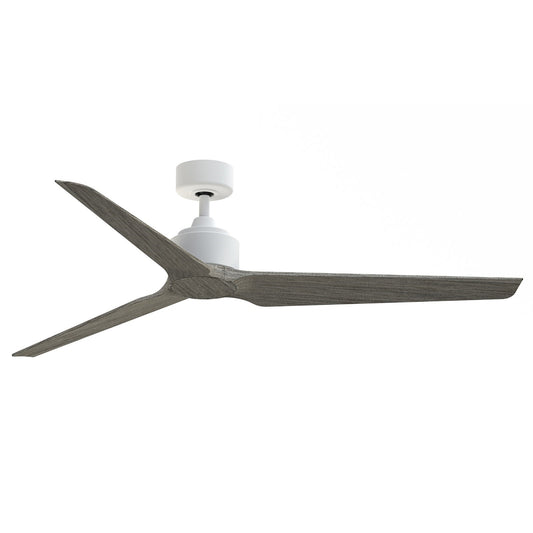Fanimation TriAire Custom 64in Smart Ceiling Fan | Modern Matte White and Weathered Wood Blades | Covered Patio & Indoor | Model FPD8515MWW-64WEW