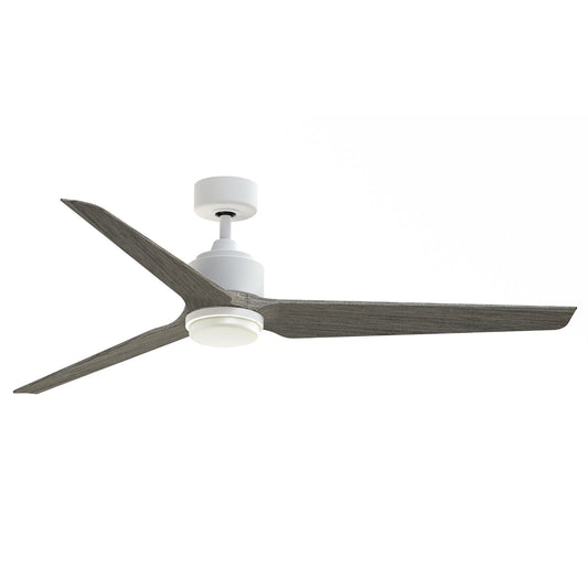 Fanimation TriAire Custom 64in 1-Light Ceiling Fan | Matte White and Weathered Wood Composite Blades | Indoor & Outdoor | Model FPD8515MWW-64WEW-LK