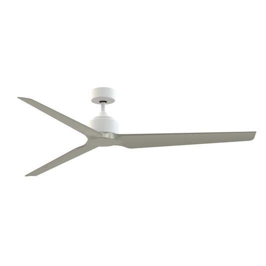 Fanimation TriAire Custom 72in Ceiling Fan | Matte White and Brushed Nickel Composite Blades | Indoor & Outdoor Wet Rated | Model FPD8515MWW-72BNW