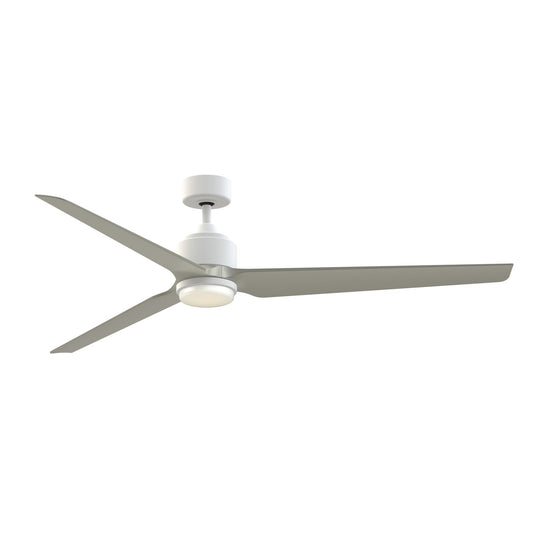 Fanimation TriAire Custom 72in 1-Light Ceiling Fan | Matte White and Brushed Nickel Composite Blades | Indoor & Outdoor | Model FPD8515MWW-72BNW-LK