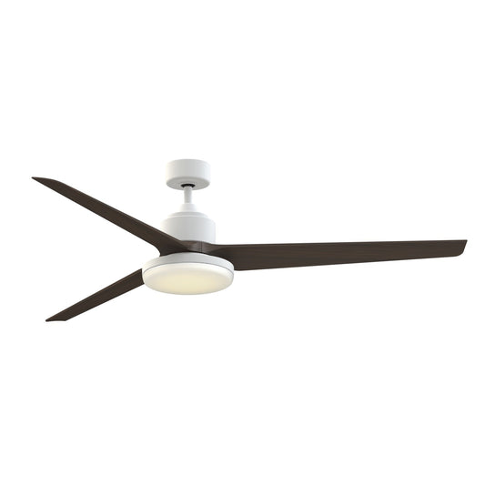 Fanimation TriAire Custom 72in 3-Blade Ceiling Fan with 12in LED Light | Matte White and Dark Walnut Composite | Model FPD8515MWW-72DWAW-12LK
