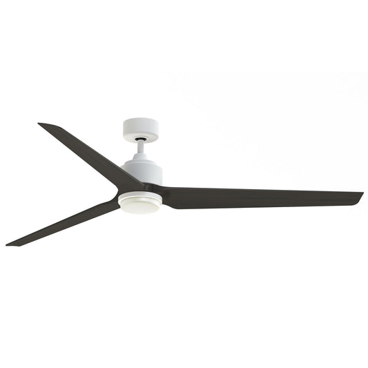 Fanimation TriAire Custom 72in 3-Blade Ceiling Fan with LED Light | Matte White and Dark Walnut Composite | Indoor | Model FPD8515MWW-72DWAW-LK